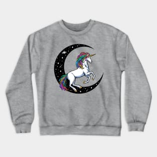 Unicorn With Moon Crewneck Sweatshirt